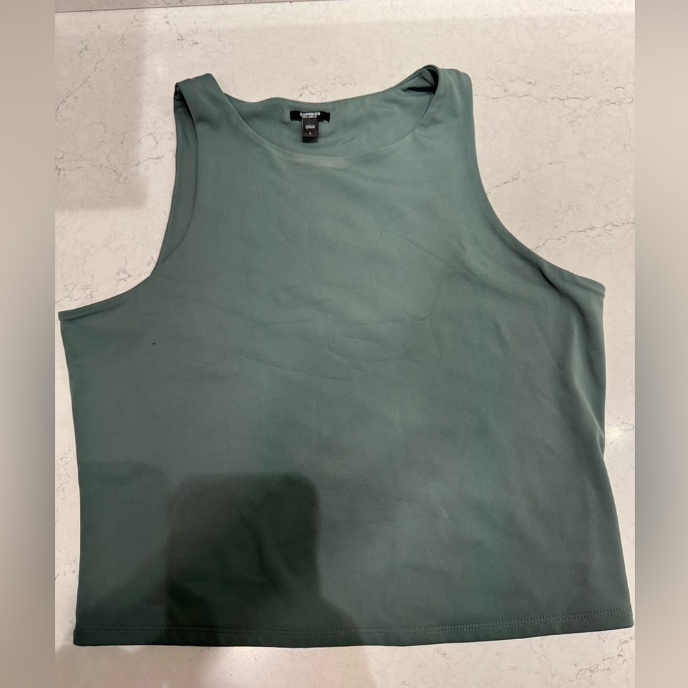 Express Green Sleeveless Crop Tank Top
